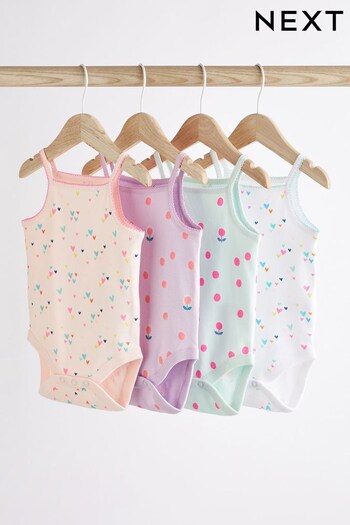 Multi Baby Vest Bodysuits 4 Pack (T67534) | £13 - £17