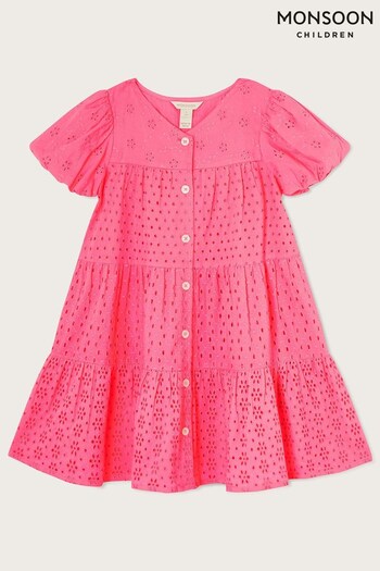 Monsoon Pink Broderie Button Dress (T67688) | £38 - £43