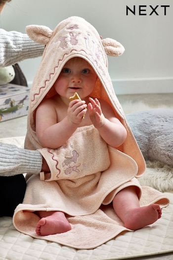 Pink Bunnies Newborn Cotton Hooded Baby Towel (T67724) | £18