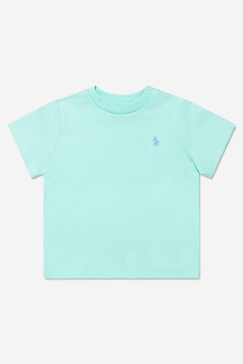 Baby Boys Cotton Jersey Logo T-Shirt in Green (T67993) | £27