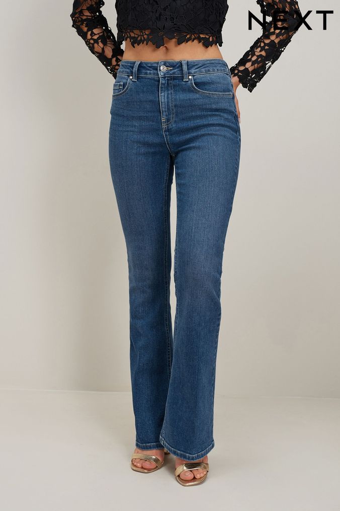 High waisted denim flare sales pants