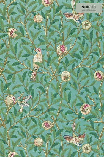 Morris & Co. Green Bird Pomegranate Wallpaper Wallpaper (T68199) | £126