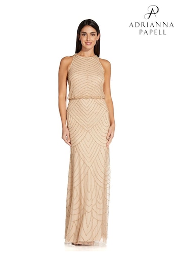 Adrianna Papell Beaded Halter Gown (T68231) | £230