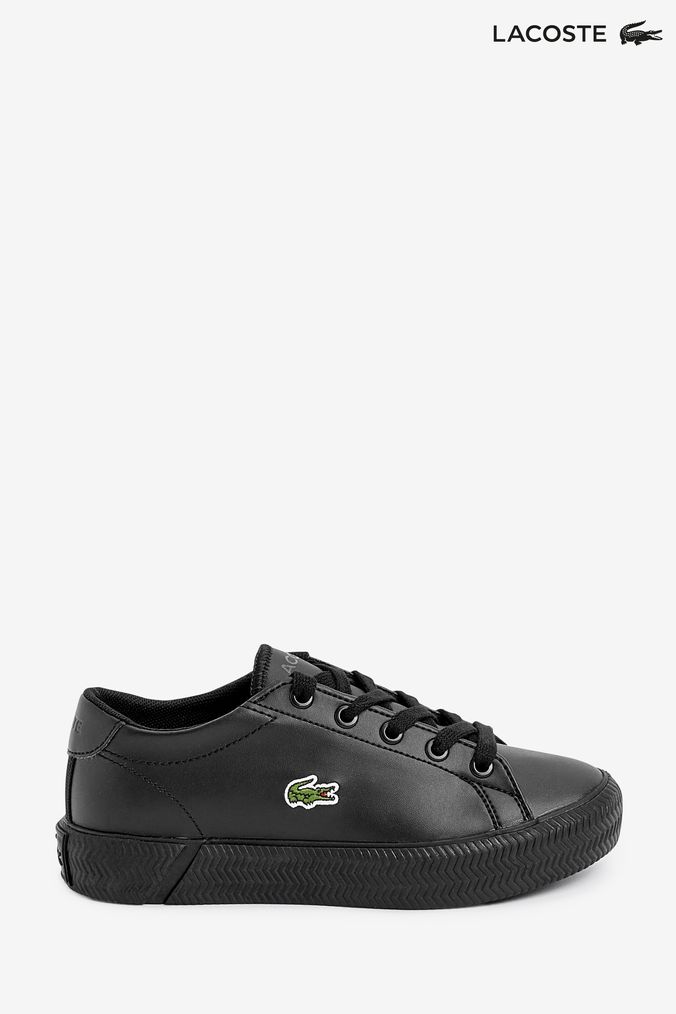 Boys black lacoste trainers sales