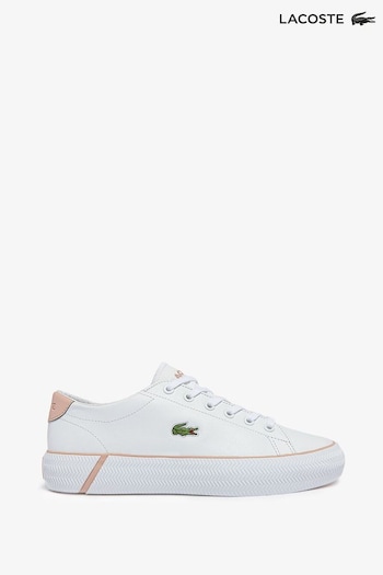 Lacoste White/Pink Gripshot 21 Leather Mix Trainers (T68247) | £80