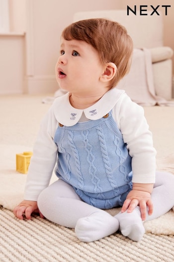 Blue Baby Knitted Rompersuit, Bodysuit And Tights Set (0mths-2yrs) (T68287) | £25 - £27