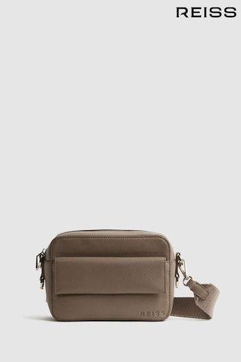 Reiss Taupe Clea Leather Crossbody Bag (T68405) | £148