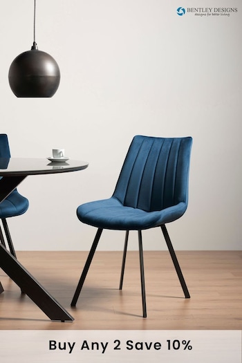 Bentley Designs Set of 2 Blue Fontana Velvet Fabric Chairs (T68434) | £280