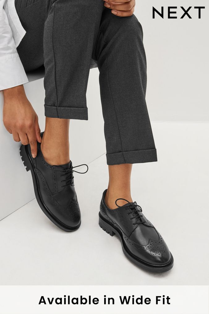 Ladies black hotsell brogue shoes