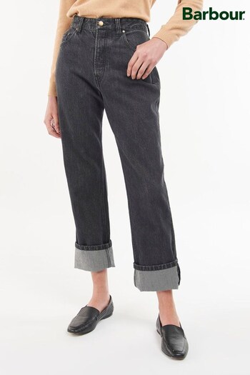 Barbour® Black Coastal High Waist Mom Fit Maxi Jeans (T68606) | £80