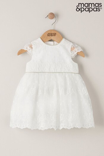 Mamas & Papas White Organza Embroidered Dress (T68843) | £45