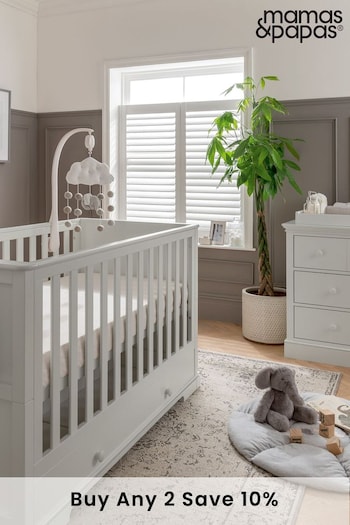 Mamas & Papas Grey Oxford 2 Piece Furniture Set Cot Bed (T68938) | £1,190