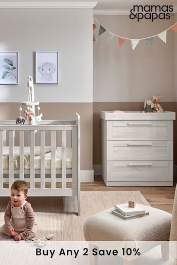 Mamas & Papas Nimbus White Atlas 2 Piece Furniture Set Cot Bed (T68942) | £539