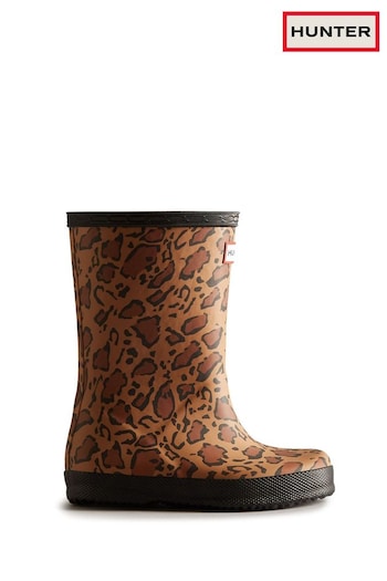 Hunter Big Kids Brown Original Leopard Print Boots (T68994) | £68