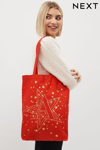Red Christmas Star Inital Bag for Life (T69397) | £6