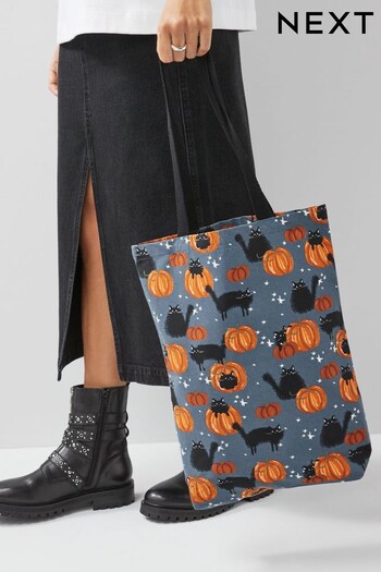 Halloween Pumpkin Cotton Reusable Monogram Bag For Life (T69399) | £6