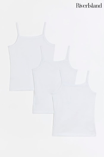 River Island White Print Girls Vest 3 Pack (T69614) | £10 - £14
