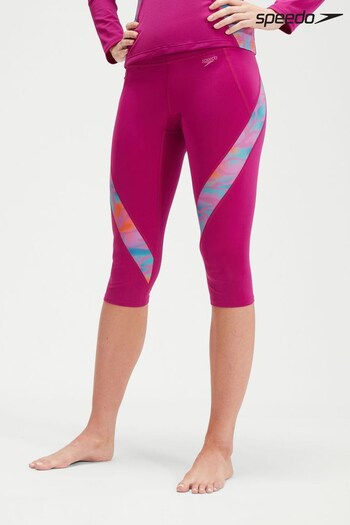 Speedo Womens Pink Printed Panel 3/4 Swim Shorts ralph (T69619) | £46