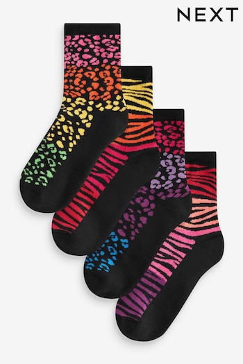 Rainbow Animal Cushion Sole Ankle Socks 4 Pack (T69634) | £12