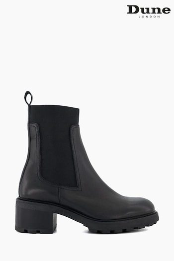 Dune London Perfect Chunky Heeled Chelsea Black Boots (T69638) | £160