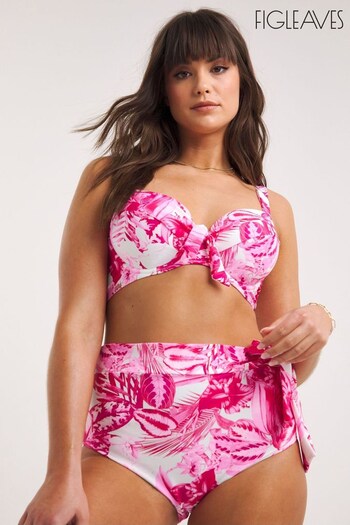 Figleaves Pink Floral Print Fiji High Waist Bikini Bottoms (T70104) | £20