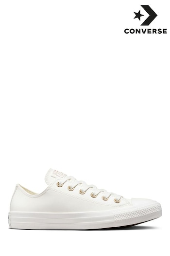 Converse White Leather Low Top Trainers (T70185) | £60