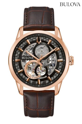 Bulova Gents Automatic Sutton Expansion Brown Watch (T70445) | £369
