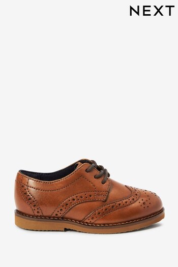 Tan/Brown Standard Fit (F) Leather Brogue Shoes (T70515) | £28 - £32
