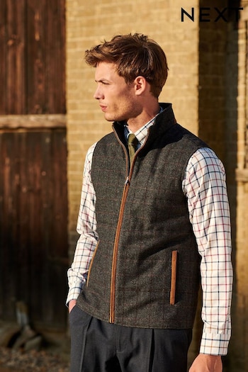 Charcoal Grey Check Padded Gilet (T70527) | £45