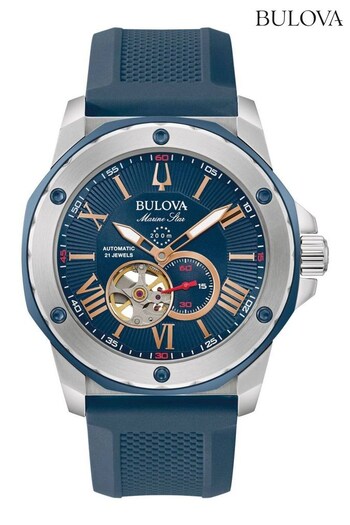 Bulova Gents Blue Automatic Marine Star Watch (T70630) | £369