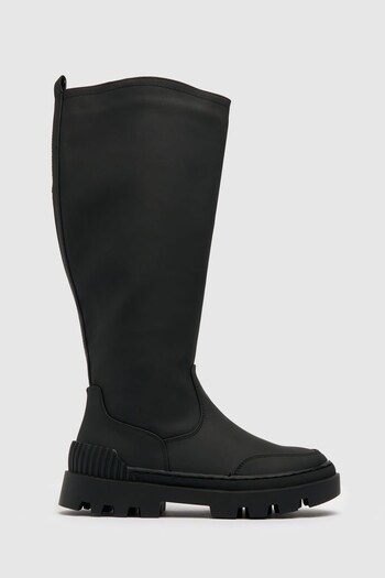Schuh Black Devon Rubberised Knee Boots (T71019) | £60