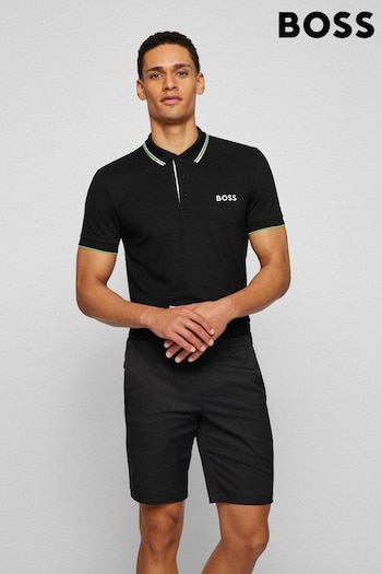 BOSS Black/Green Detailing BOSS Paddy Pro Contrast Detailing Tipped Polo Shirt (T71364) | £99