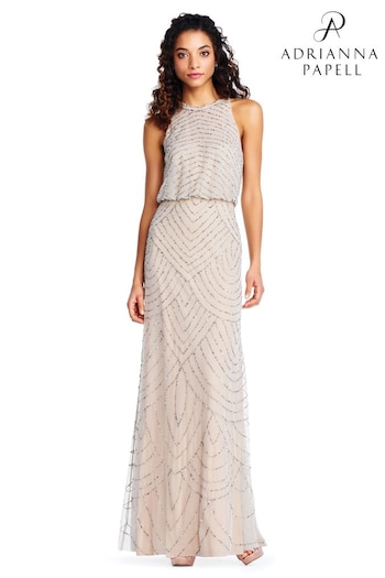 Adrianna Papell Beaded Halter Gown (T71382) | £230
