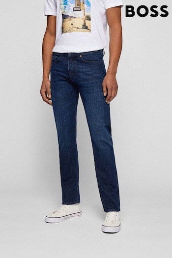 BOSS Mid Blue Delaware Slim Fit Stretch Jeans Asymmetrical (T71435) | £119