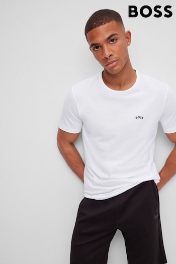 BOSS White/Black Logo Curved Logo Regular Fit T-Shirt (T71441) | £45