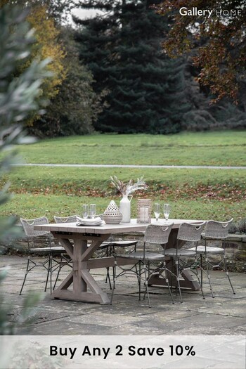 Gallery Home Natural Sammie Rectangle Solid Teak Garden Dining Table (T71569) | £1,850