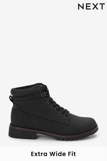 Black Extra Wide Fit Forever Comfort® Casual Lace-Up Boots (T71711) | £40