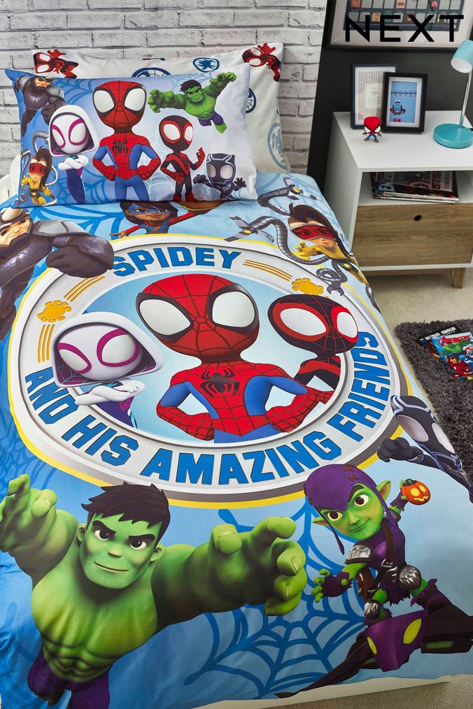 Spidey and His Amazing Friends Blue 100% Cotton Duvet Cover And Pillowcase Set (T71894) | £25 - £29