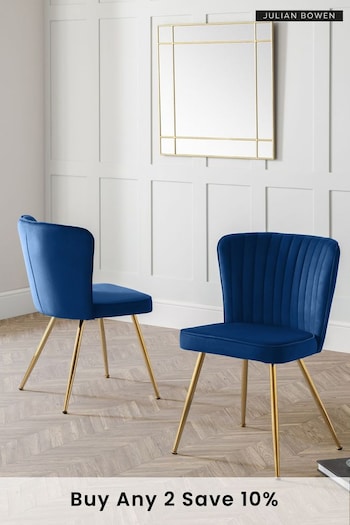 Julian Bowen Set of 2 Blue Cannes Dining Chairs (T72194) | £225
