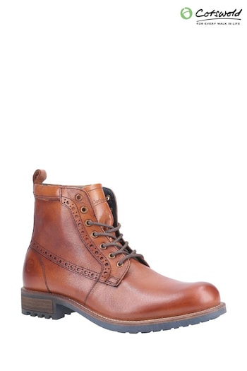 Cotswold Tan Brown Dauntsey Lace up black Boots (T72212) | £74