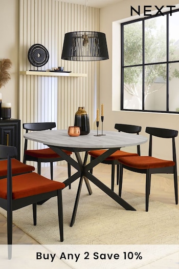 Grey Bronx Oak Effect Round 4 to 6 Seater Extending Dining Table (T72376) | £475