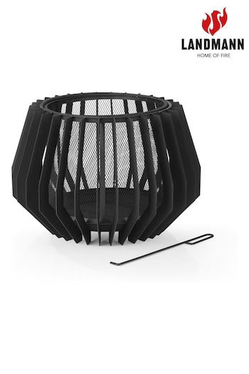 LANDMANN Black Garden Steel Black Fire Basket In Modern Design (T72560) | £230