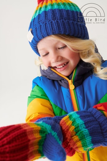 Little Bird by Jools Oliver Rainbow Hat and Mittens/Gloves Set (T72576) | £16