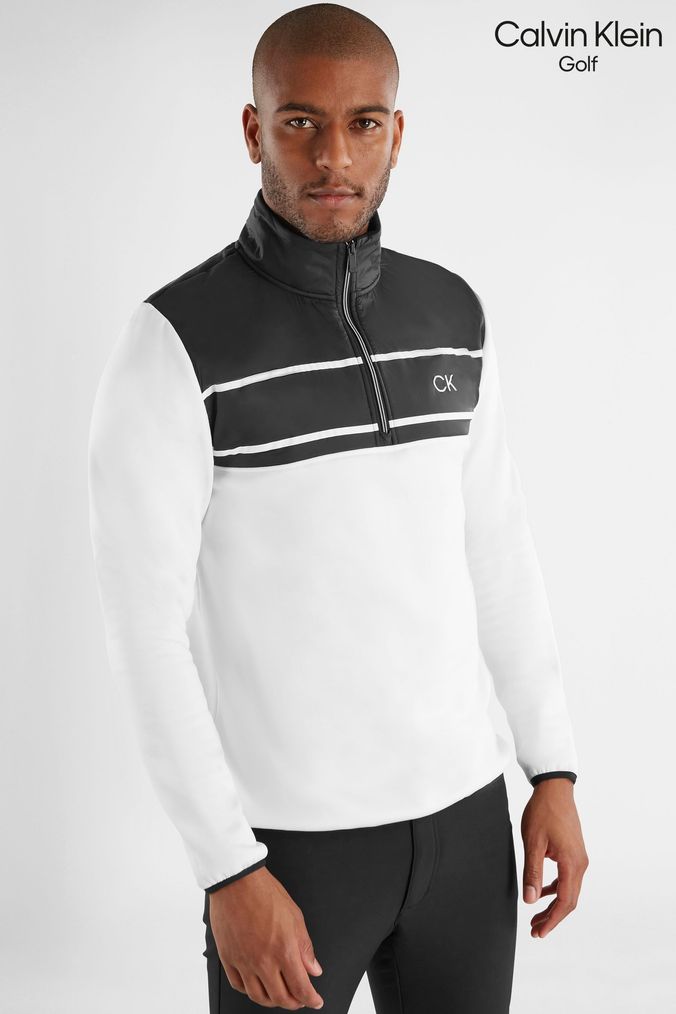 Buy Men s Calvin Klein Golf White Knitwear Online Next UK