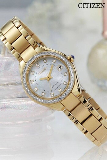 Citizen Ladies Gold Tone Silhouette Crystal Watch (T72707) | £279