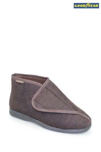 Goodyear Grey Drake Brown One Touch Bootee Slippers (T72777) | £26