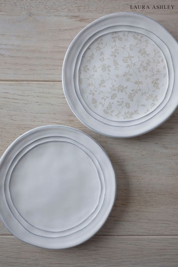 Laura Ashley Set of 4 White Artisan Collectables 20cm Plates (T72873) | £36