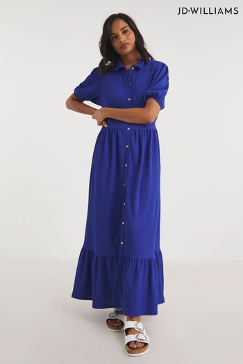 JD Williams Blue Textured Jersey Midi Shirt Dress (T72901) | £36