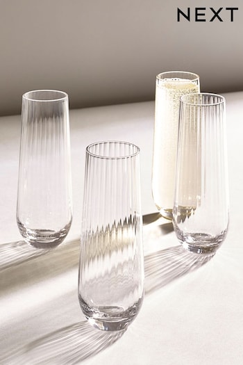 Clear Sienna Flute Glasses Set of 4 Flute Glasses (T72902) | £24
