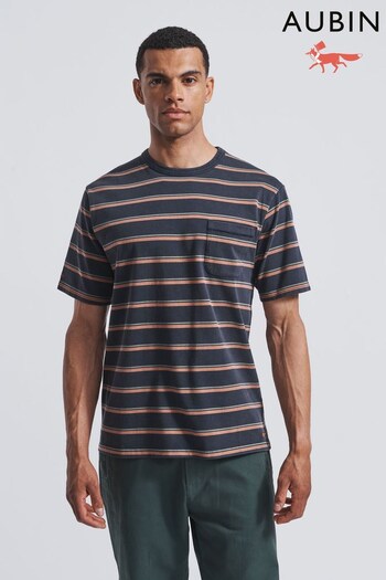 Aubin Blue Newburgh Striped T-Shirt (T72917) | £45